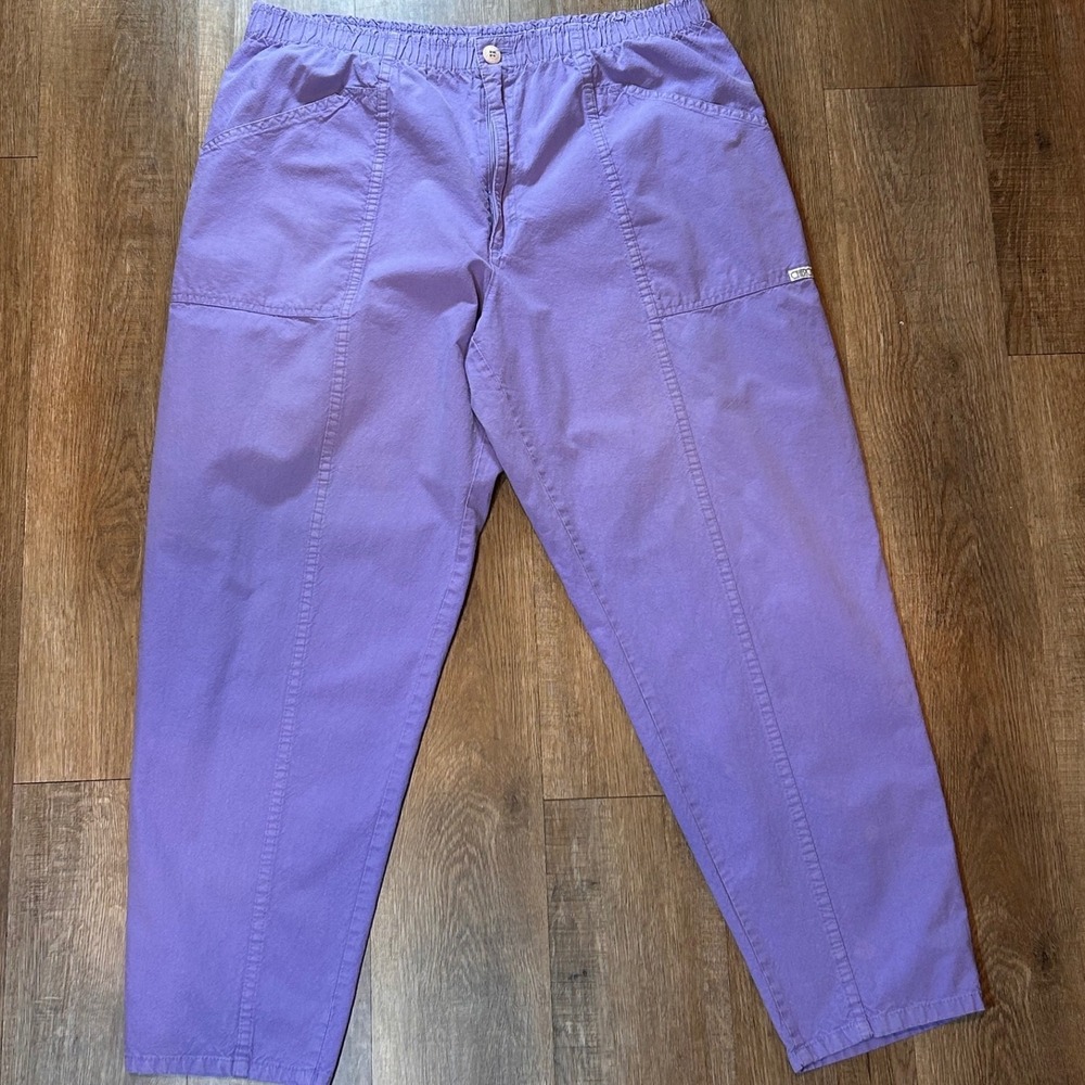 Vintage 90s Cherokee Purple High Waisted Pants Made in USA Cotton Women Large